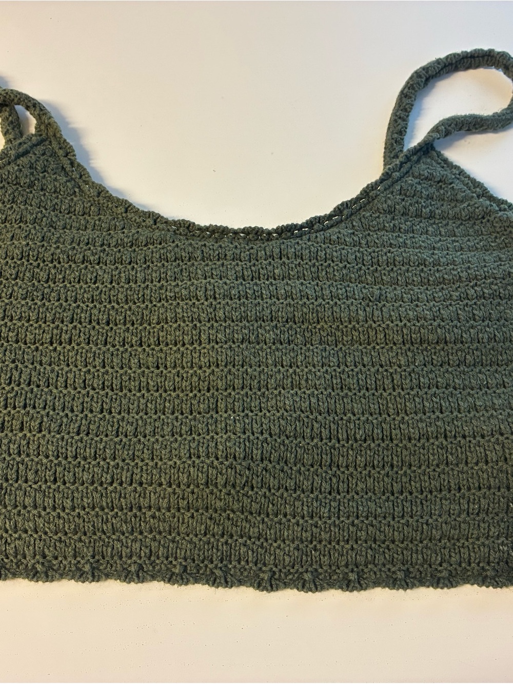 aerie Olive Crochet Crop Cami Top